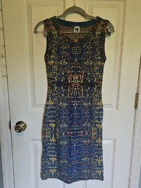 M BY Missoni. Blue Knit Sleeveless Dress